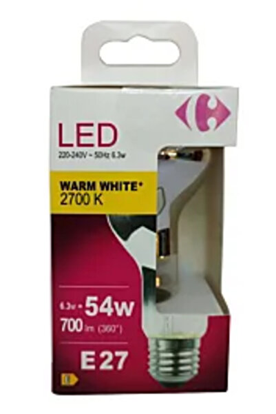 Carrefour Bec LED Carrefour, E27, 54 W, 700 lm, 2700 K, Alb Cald