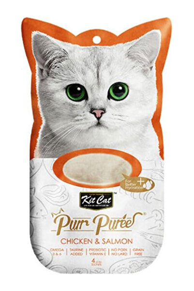 Kit Cat برير بيوري طعام رطب للقطط بنكهة الدجاج والسلمون في أنابيب 4×15 جرام