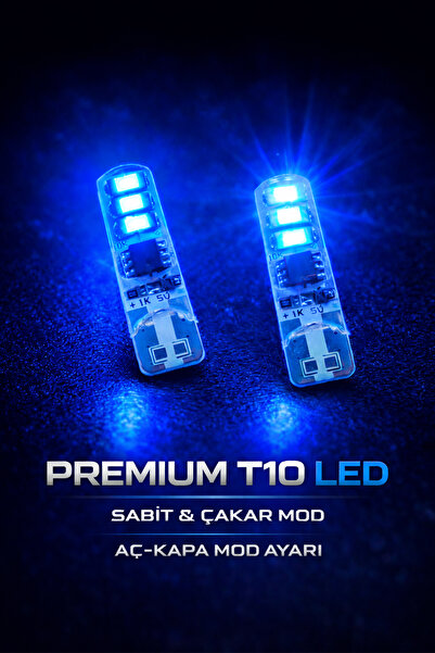 MeyZone Premium Mavi T10 Sabit-Çakar Modlu Led Park Plaka Ampulü T10 Led Ampul