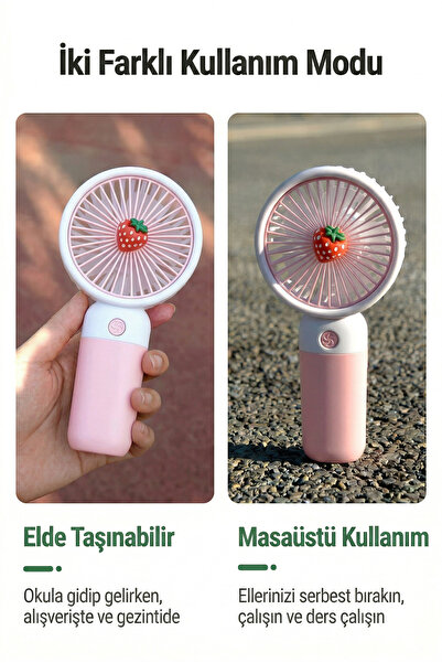 indirimsevinci Mini El Fanı Meyve Temalı USB Şarjlı Sessiz Çalışma Masaüstü ve El Tipi Kullanım