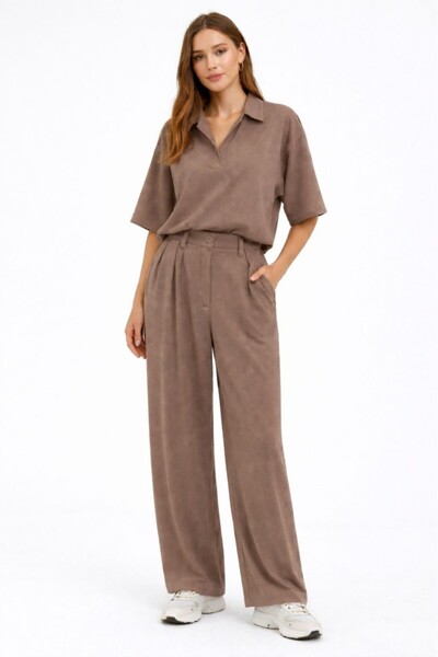 CGA Σετ Modal με Μπλούζα με Γιακά Πουκάμισου και Πλισέ Παντελόνι με Φαρδιά Μπ...