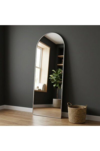 Aypars Atölye Modern MDF çerçeve Kemer Form Boy Aynası 40x120 cm – İnce Gümüş...