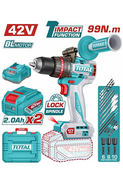 TOTAL LI-ION AKÜLÜ KÖMÜRSÜZ 42V DARBELİ MATKAP TIDLI429982E