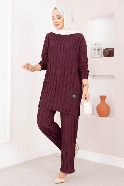EBRUTESETTÜR Costum din două piese cu pantaloni confortabili, roșu claret