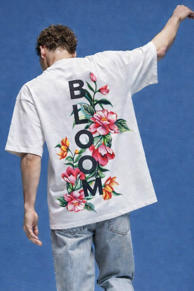 Velostra Μπλουζάκι Unisex Bloom με στάμπα, ειδικού σχεδιασμού, υπερμεγέθη, άν...