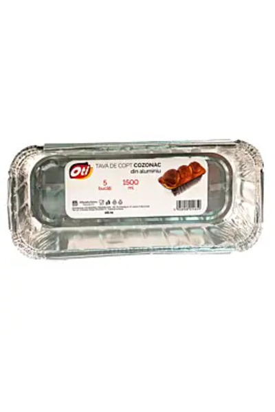 Oti Set of 5 OTI baking trays, Aluminum, 1500 ml, Silver