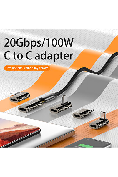 LivX 100W USB-C 90 Derece L Tipi Adaptör - 20Gbps Veri Aktarımı, 8K Ultra HD Dönüştürücü OTGA