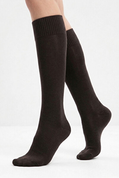Buluş Organic Σετ 2 γυναικείες κάλτσες μέχρι το γόνατο σε καφέ χρώμα από βισκόζη