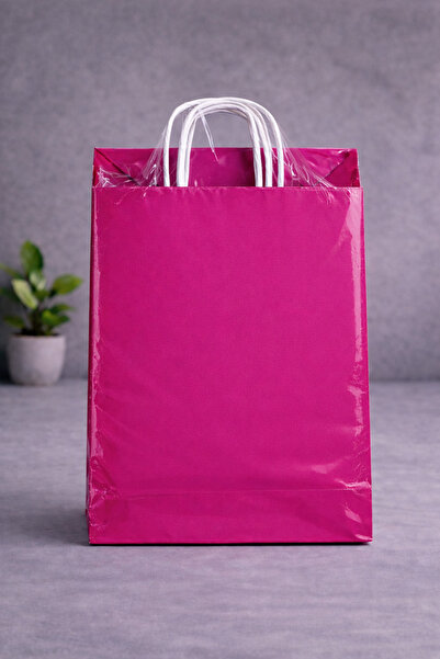 Atölye Kraft Fuşya Renk Kraft Çanta 25x12x31 cm 25 Adet