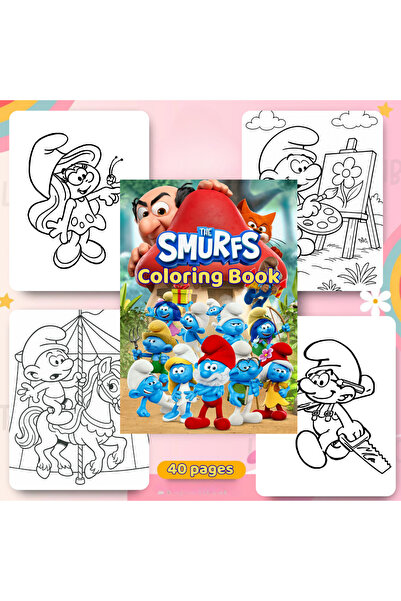 OBRO Παιδικό Βιβλίο Ζωγραφικής – 40 Εικονογραφήσεις τα Στρουμφ, 80 Σελίδες, Α...