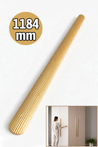 Badem10 VENTO Ριγέ κίτρινη χρυσή λαβή συρταριού 1184 mm Μοντέρνα λαβή ντουλαπ...