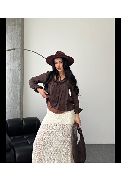 DİMA Γυναικεία μπλούζα με βολάν με λεπτομέρειες