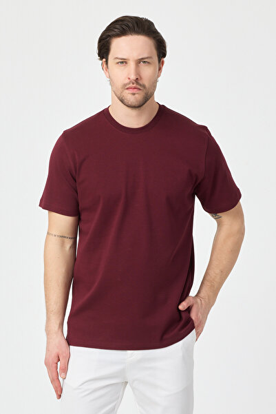 Frappoli 2857 Tricou pentru bărbați Massimo, roșu Claret, 100% bumbac Supima,...