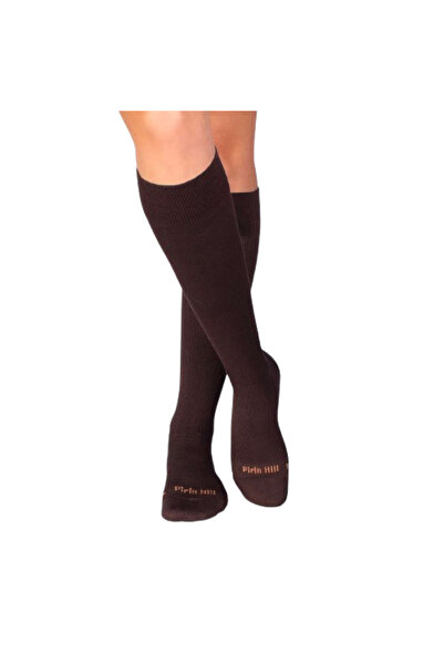 Pirin Hill 3/4 Long Compressive Socks from Mercerized Cotton Brown