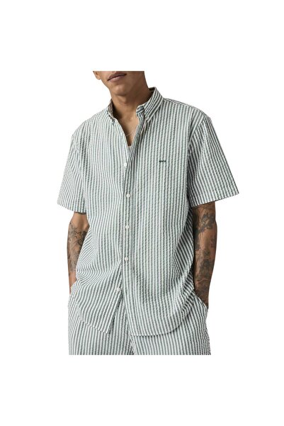 Levis Ανδρικό πράσινο πουκάμισο σερσάκερ ριγέ με κουμπιά L