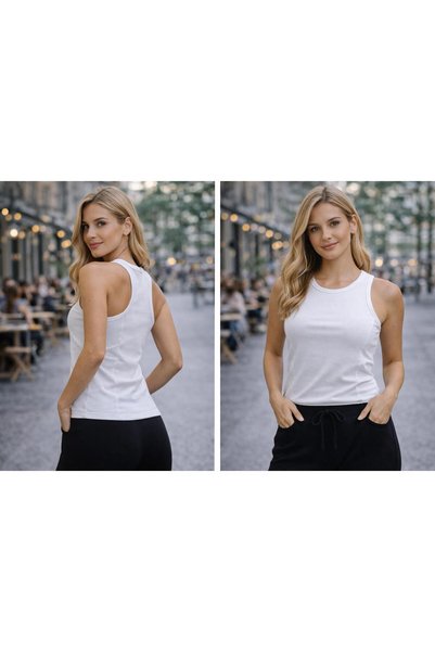 Black project Lıllesol Kadın Fitilli Görünümlü Kalın Askılı Basic Off white