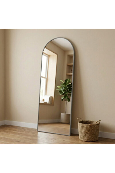 Aypars Atölye Modern MDF çerçeve Kemer Form Boy Aynası 40x120 cm – İnce Gri Ç...