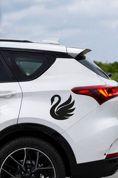 New Jargon Swan Figured Car Sticker - Elegant Swan Design - Auto Motor Sticke...