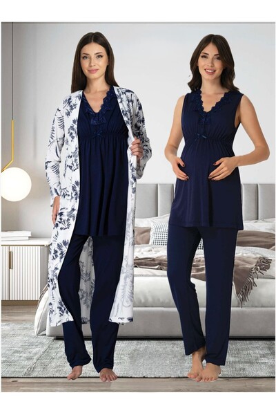 Lohusa Homewear Νέα σεζόν Σετ πιτζάμες ντυσίματος με δαντέλα και κουμπιά για ...
