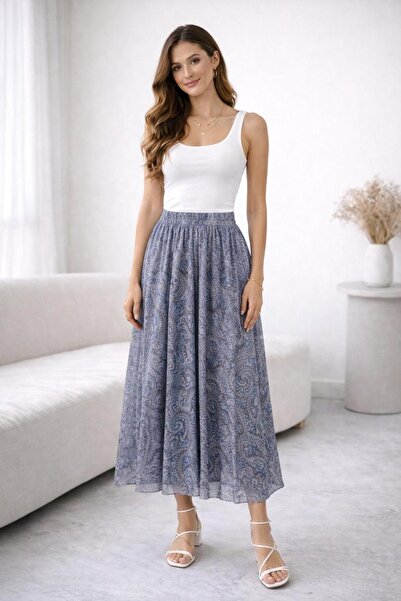 HİRA LİFE FASHİON Asymmetrical Cut Ethnic Pattern Skirt