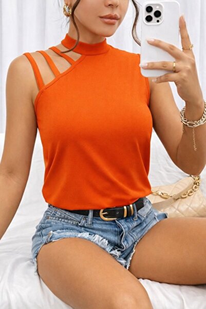 MODAVERA Women's Viscose Blouse with Ribbon Detail on the Shoulder and Semi-C...