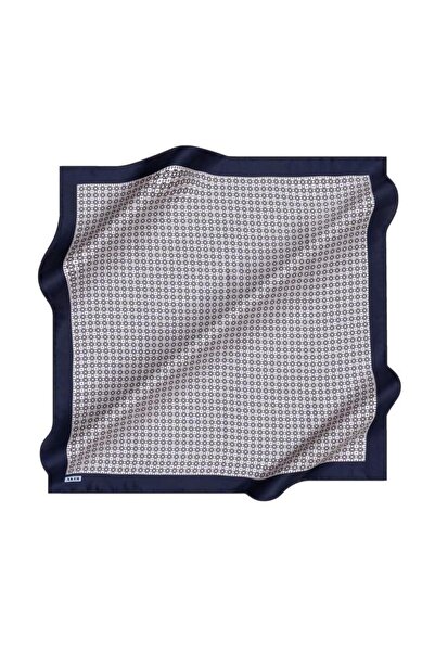 Aker Μεταξωτό Φουλάρι - 8963713-921 Ναυτικό Μπλε Εκρού Τουίλ