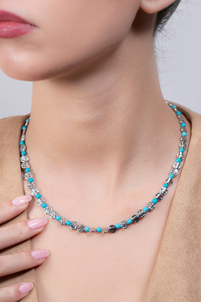Elika Silver Women's Turquoise Beaded Bijouterie Necklace