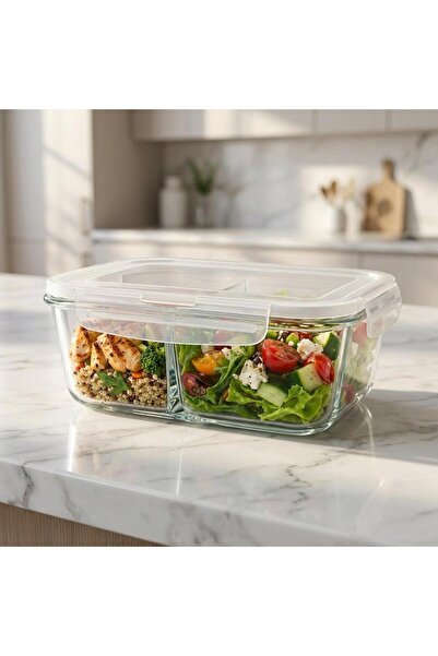 SELKA HOME Sofia 1120 ML. 2 Bölmeli Cam Saklama Kabı