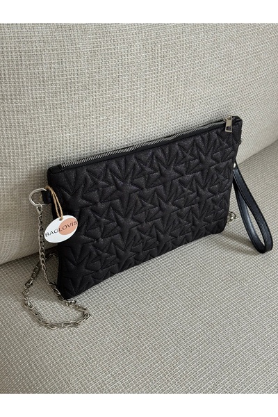 BAGLOVİS Τσάντα Clutch με Καπιτονέ Κέντημα Αστέρια και Λουράκι Αλυσίδας για Β...