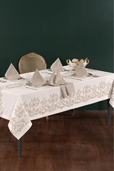 Çeyiz Diyarı Σετ Τραπεζομάντηλα Tuğra Keten A.Servisli 13 Τεμάχια Εκρού