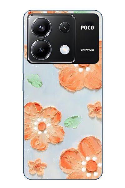 FLAMENKO حافظة هاتف شفافة بنمط زهرة البرتقال الزيتية متوافقة مع Poco X6 Pro