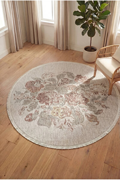 essense Home&Living Dopamin Karabağ Çiçek Desenli Oval Halı Modern Dokuma Tab...