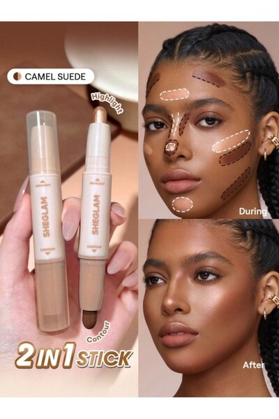 SHEGLAM In-1 Çift Taraflı Kontür & Aydınlatıcı Stick (Kolay Dağılan Kremsi Fo...