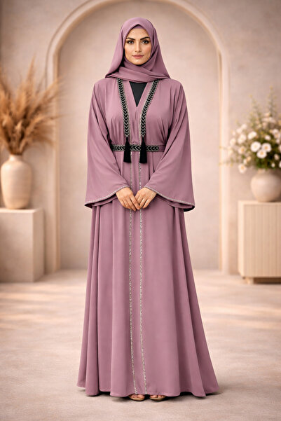 Generic Elegant Black Modest Abaya with Braided Belt Design – Premium Islamic Maxi Dress for Women