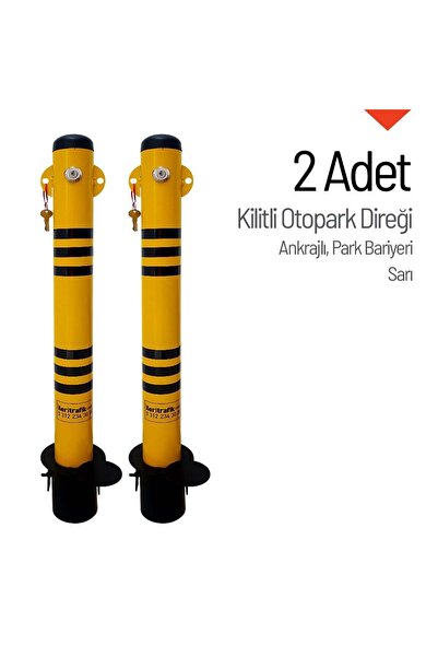 İleri Trafik Kilitli Otopark Direği Çıkan Ankrajlı, Park Bariyeri 2li Set