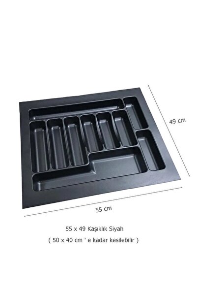 GörSeç 55x49 Cm Çekmece Içi Düzenleyici 55 Cm Siyah Kaşıklık 55 Cm Kepçelik (50X40 CM E KADAR KESİLEBİLİR)