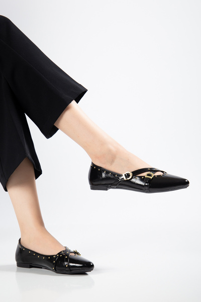 YUUN AYSHA TROKLU ÇİFT BANTLI KADIN BABET