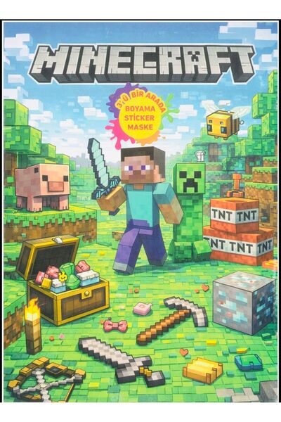 Deniz Oyuncak MINECRAFT BOYAMA KİTABI ETİKET HEDİYELİ ARKA KAPAK KESİLEREK MA...