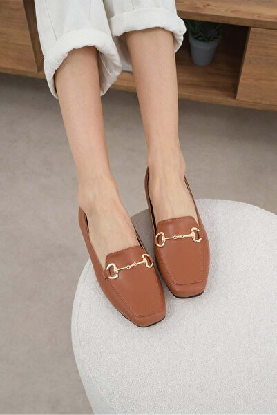 Mio Gusto Γυναικείες μπαλαρίνες Kayra Taba με μεταλλική αγκράφα