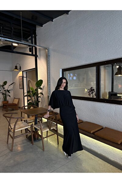 bbeox.com Yarasa Kol Drapeli Elbise
