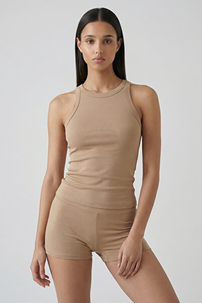 Feu De Elu Cotvie Καφέ Βαμβακερό Τοπ με Λαιμόκοψη Halter