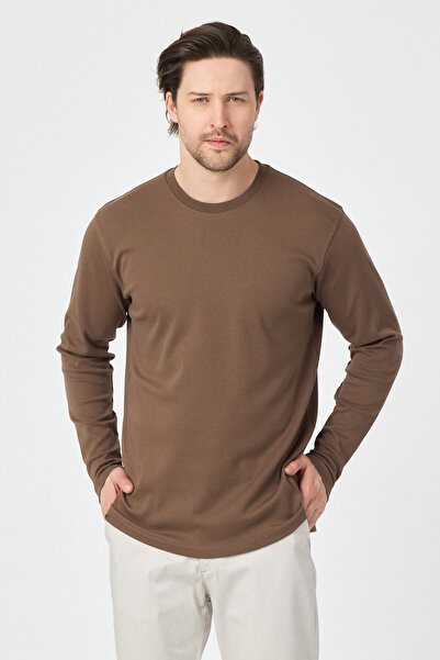 Frappoli Ανδρικό φούτερ Jong σε ανοιχτό καφέ χρώμα, 100% βαμβάκι Supima, εύκα...