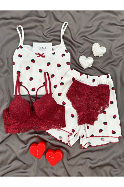 Lena Homewears Women's Underwear Oslo Fabric Patterned Shorts Pajama Set