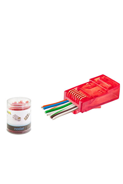 naque موصل Cat6 Ez Rj45 - 100 قطعة باللون الأحمر / صندوق بلاستيكي خاص ND2403