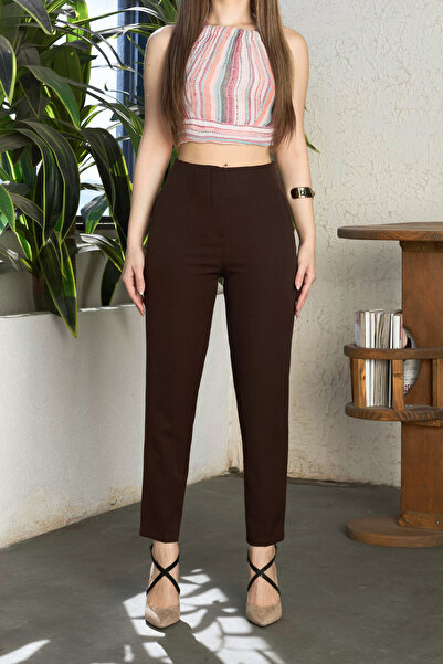 BİKELİFE Γυναικείο υφασμάτινο παντελόνι με ψηλή μέση και τσέπες