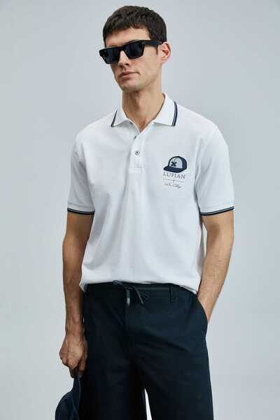 Lufian Ανδρικό μπλουζάκι πόλο Sandor Smart Λευκό