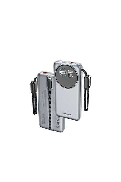 Lenyes PX1004D Dijital LED Ekranlı Lightning Kablolu Powerbank 22.5W 10.000mA...