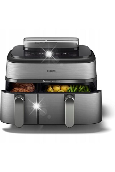 Philips Friteuză cu aer cald și aburi, fără grăsime, dublă NA555/00 2750 W