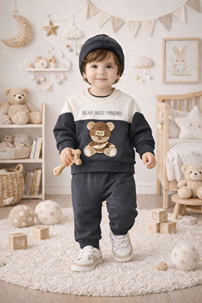 tinitins Bear Best Friends Printed Baby Boy Set Smoked
