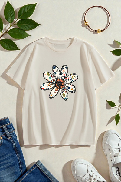 uyguntarz Μπλουζάκι Unisex με μοτίβο Daisy Printed Design